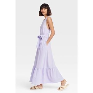 A New Day Sleeveless Purple Ruffle Hem Dress